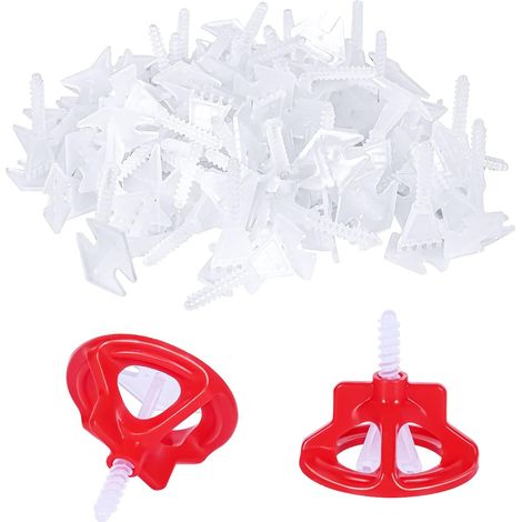 Kit professionnel de nivellement de carrelage 100 capuchons + 300 bases, entretoises anti-desserrage pour murs et salles de bain, précision 1mm (1/32”), outils d’alignement et d’espacement (1mm) (1/5)