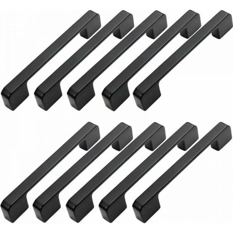 10pcs Poignée Meuble Entraxe 128mm-Poignée Porte Cuisine Noire Poignee Barre Meuble Poignee De Cuisine Noire 128mm (1/5)