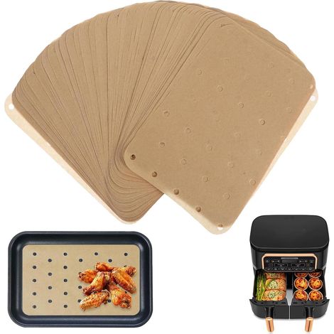 100 Papier Cuisson, Antiadhésif, Perforé, Friteuse À Air, 20,5x14cm, Cuisine Quotidienne (1/5)