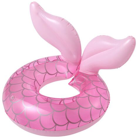 Bouée gonflable en PVC épais rose en forme de queue de poisson pour enfants de 3 à 8 ans (1/5)