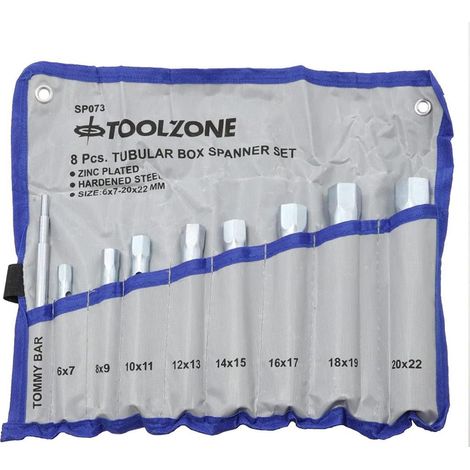 8PC BOX SPANNER SET TUBULAR WRENCH SOCKET SET 6mm-22mm In Wallet SP073 (1/5)