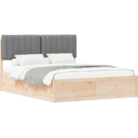 Bed Frame with Upholstered Headboard Light Grey 160 x 200 cm vidaXL (1/5)