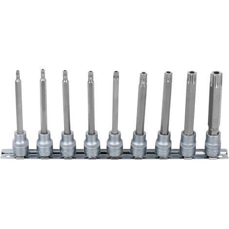 Rail de douilles tournevis Torx percée 9 pièces