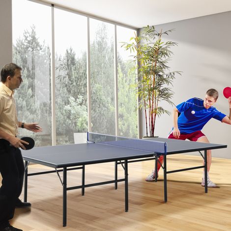 Tavolo da Ping Pong Pieghevole per Interni, Tavolo Ping Pong con Rete, Montaggio Non Richiesto, 152.5 x 274 cm, Blu e Viola