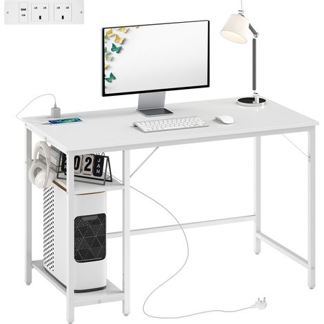 HOMCOM 120 x 60 cm Home Office Desk Reversible Study Table for Bedroom White (1/5)