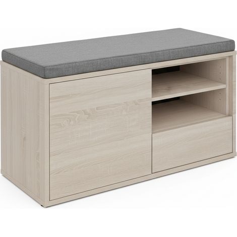 Scarpiera Panca Salvaspazio Robusta Mobile Ingresso Legno 80x35x46 cm rovere