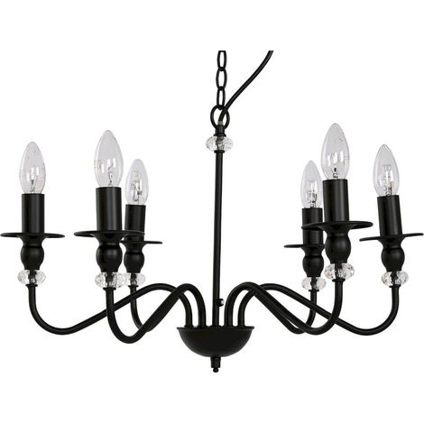 Lustre vintage en métal noir élégant et intemporel - Noir mat avec accents clairs (1/5)
