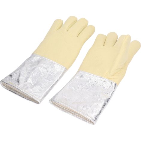 1 Paar Aluminiumfolienhandschuhe, hochtemperaturbeständige Wärmeisolierungshandschuhe für industrielles Schweißen und Brandbekämpfung (1/5)