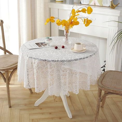 Nappe ronde en dentelle blanche, nappe vintage pour la décoration de table de la cuisine et de la maison (1/3)