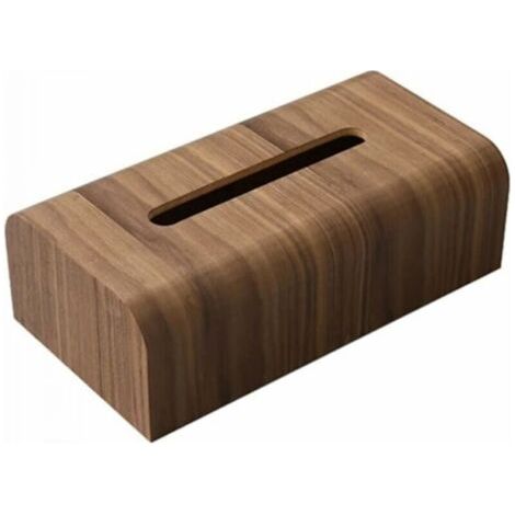1pc Boîte à mouchoirs de salon boîte à papier en bois de noyer Table boîte de rangement de bureau étui à mouchoirs en bois boîte ,Brun (1/4)