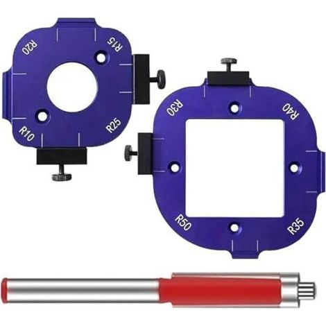 Gabarits de rayon pour défonceuse (2 unités) Gabarit de fraisage d'angle, 8 tailles (R10-R50) Gabarit de précision en aluminium pour le travail du bois Comprend des guides usinés C (1/5)