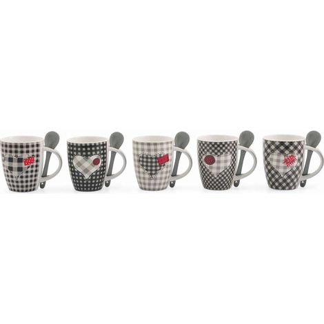 Tazza in Ceramica con Cucchiaino - Nero