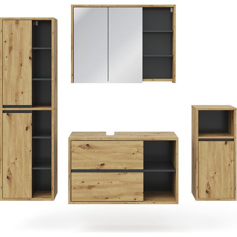 Set mobili bagno Viola, Marrone, 4 parti, Vicco (1/5)