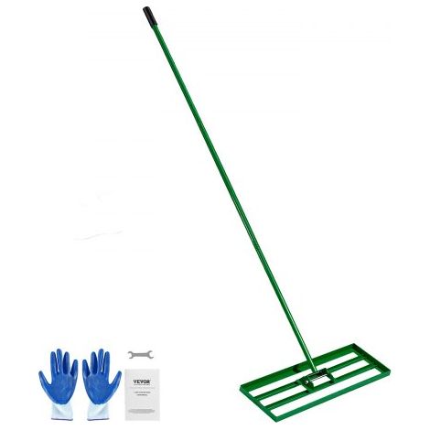 Rastrillo Nivelador de Césped Placa Base de 758 x 254 mm, Mango de Acero Extendido de 1981 mm, Rastrillo Nivelador de Suelo Resistente de Aleación de Aluminio para Césped, Campos de Golf (1/5)