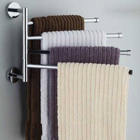Porte-serviettes pivotant en acier inoxydable avec 4 bras mobiles (1/4)