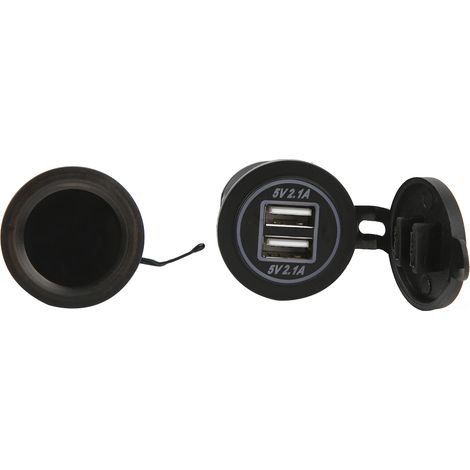 Prise allume-cigare 12V avec double port USB et voltmètre - Bleu (1/5)