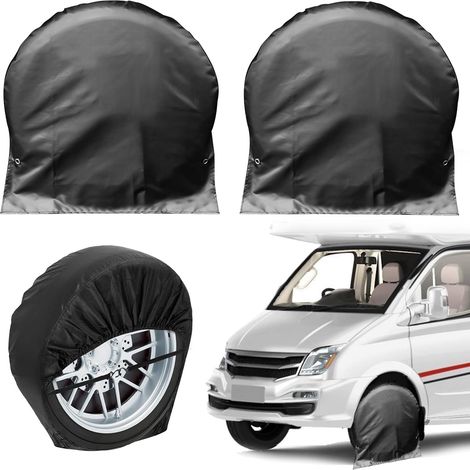 Caravan Wheel Protectors Set of 2 Black Motorhome Wheel Protectors (72.5 x 72.5 cm) Suitable for Cars, Caravans, Motorhomes, Trailers, etc (1/5)