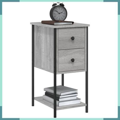 Table de chevet - 826099 - Sonoma gris - Bois d'ingénierie et fer - 32 x 42 x 70 cm (1/5)