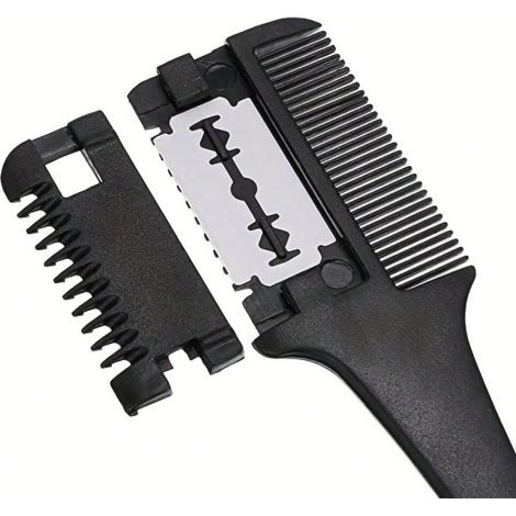 1 Peigne à éclaircir les cheveux (peigne à rasoir pour amincir les cheveux), accompagné de 10 Rasoirs de rechange. Outil de coupe et de taille de cheveux fin, adapté aux hommes (1/5)