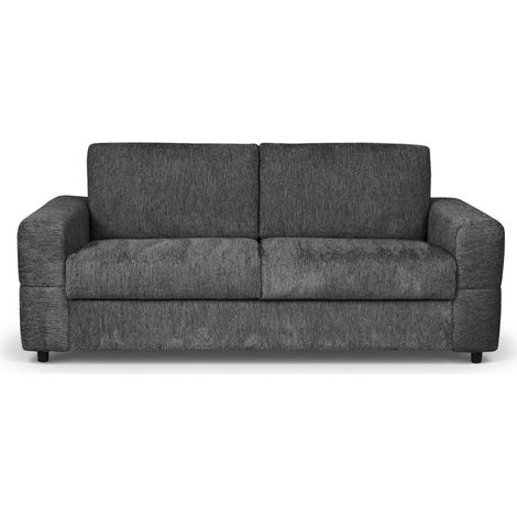 Deco In Paris – Canapé convertible 3 places – Velours chiné gris foncé – Système d’ouverture express – Matelas intégré 12 cm pour couchage confortable (1/5)