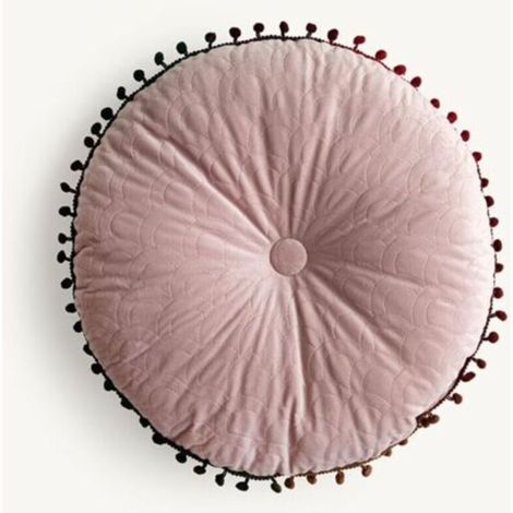 Coussin de Sol Coussin Chaise Style Scandinave, Coussin Rond 40cm Coussins de Jardin Coussin Sol Tatami pour Yoga Méditation Tea Party Balcon Salon Enfant Adultes (40cm,Rose Peau)