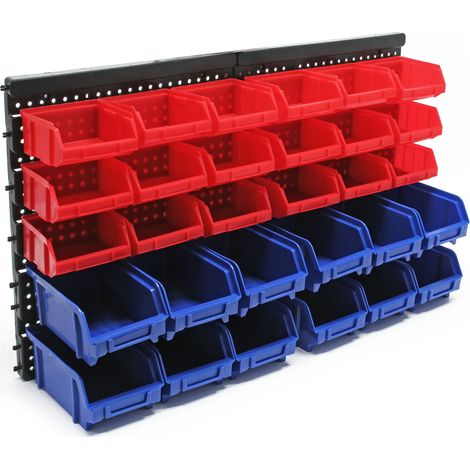 Wiltec Stapelboxen aus Kunststoff 30-tlg. 18 kleine und 12 große Boxen, Setzkasten Aufbewahrungsboxen Sortierboxen Werkstatt Kleinteilemagazin