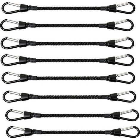 Corde elastiche con ganci, 8 pezzi, 35 cm, resistenti ai raggi UV e alle intemperie, corda elastica con moschettone, cinghia per bicicletta, corde elastiche, cinghie, cinghie per bagagli per tende. (1/5)