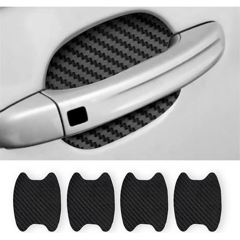 Ensemble de 4 films protecteurs universels en fibre de carbone pour poignées de portières de voiture, autocollants extérieurs anti-rayures pour la plupart des poignées de portières (noir) (1/5)