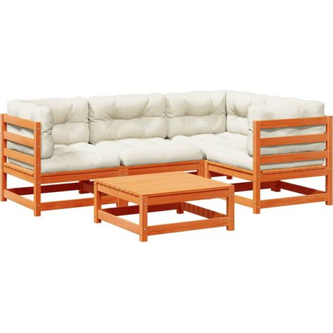Maison Exclusive - Set de sofás jardín 5 pzas con cojines madera (1/5)