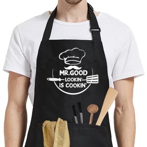 Grembiule da cucina, grembiule professionale per cucinare, antimacchia per uomo e donna, grembiule per catering, facilmente regolabile, grembiule per barbecue, grembiule da cucina da donna (1/5)