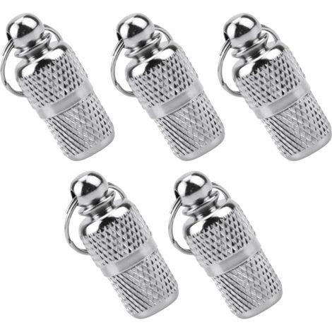 5 Pcs Tube d'étiquette d'Identification Porte-Adresse Anti-Perdue Pendentif Identification étanche Collier Barrel Tube ID pour Chien Chat Animaux de Compagnie Argent en Acier Inoxydable-Fei Yu (1/5)