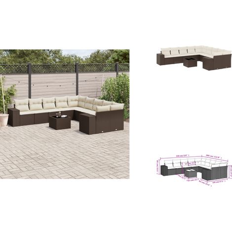 11-tlg. Garten-Sofagarnitur mit Kissen Braun Poly Rattan - Garten Sofagarnitur - Garten Sofagarnituren - Outdoor Sofagarnitur - Sofagarnitur Terrasse