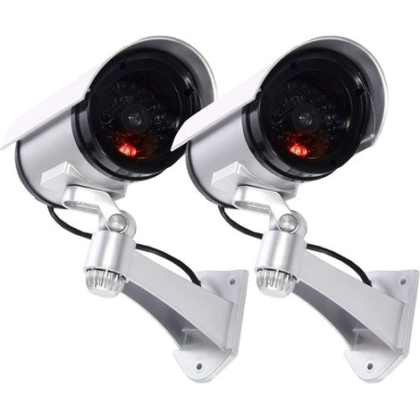 Coppia Telecamera Finta Esterno Dummy Led IR Lampeggiante Videosorveglianza 2PZ