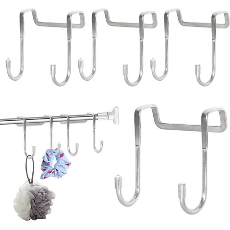 Ganchos dobles reversibles para colgar sobre la puerta (4 unidades), para mampara de ducha de pared, sin necesidad de taladrar, para cocina, baño y sala de estar.