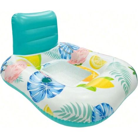 (Vert) Chaise de natation gonflable avec dossier, siège flottant gonflable d'extérieur, jouet aquatique en PVC pour piscines. (1/3)