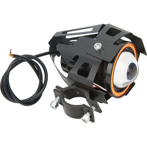 Phare LED moto 30W avec œil angélique, feux de route/croisement, IP68 étanche 12-60V, lampe universelle rouge (1/5)