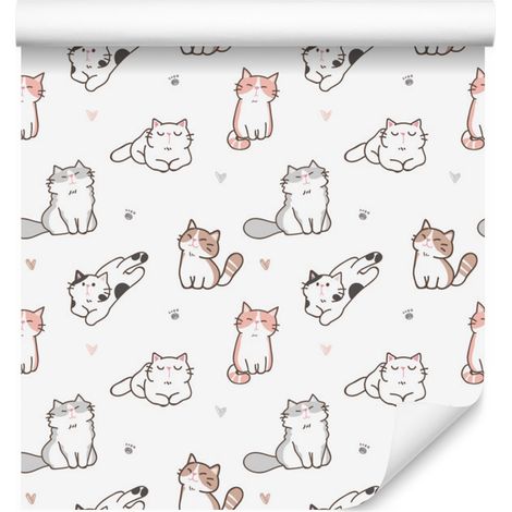 Papier peint chatons style dessin animé pour salon et chambre 50x1000 cm (1/5)