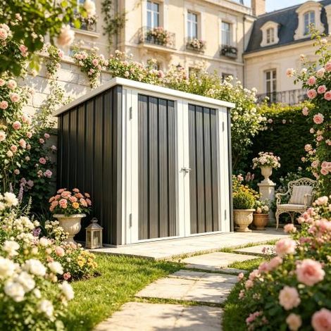 Abri de jardin robuste pour ranger outils et matériel de jardin en toute sécurité (abri uniquement, plancher non inclus). Livraison sur place. (1/5)