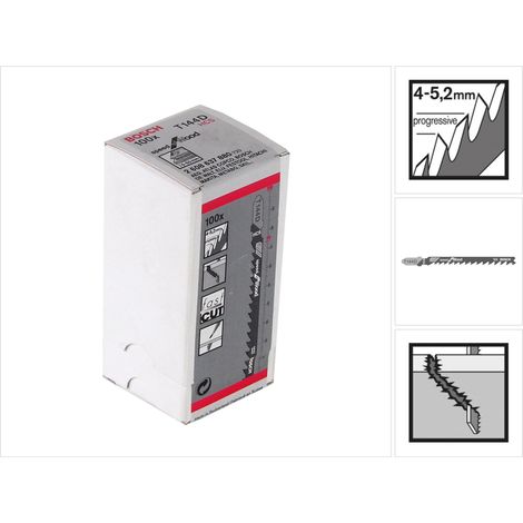 Lames pour scie sauteuse Bosch T 144 D 100 mm 100 unités