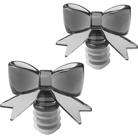 Set mit 2 hübschen Weinflaschenverschlüssen mit Schleife – lebensmittelechtes Silikon und Acrylharz, luftdichter Verschluss für Wein, Limonade und Öl, Geschenkidee (1/5)