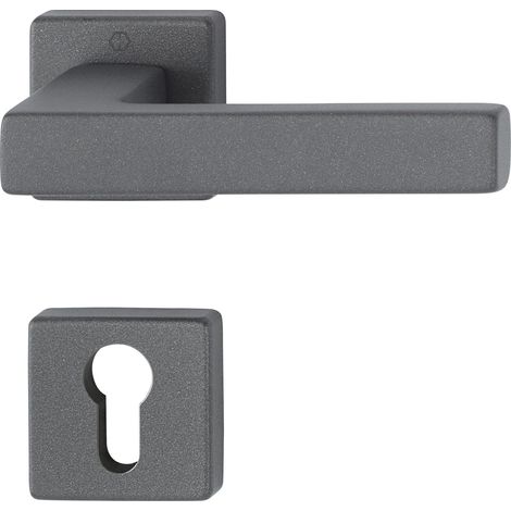 Hoppe Drückergarnitur Austin 2x Türklinke auf Rosette PZ, TS 37-42mm, Alu sandschwarz
