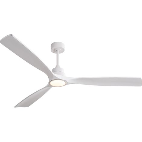 Ventilador de techo con luz LED 183 cm blanco de 3 aspas madera metal motor DC reversible (1/5)
