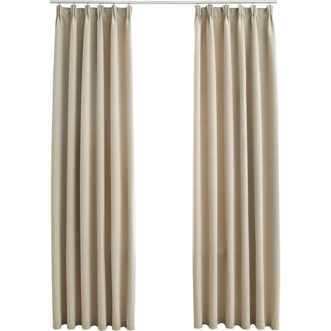 INLIFE Rideaux occultants avec crochets 2 pcs Beige 140x245 cm (1/5)