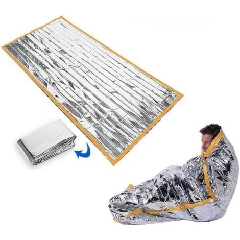 Couverture isolante d'urgence, couverture de sauvetage argentée double face, couverture de protection solaire, couverture d'urgence, 100 x 200 cm, 1 pièce (1/5)