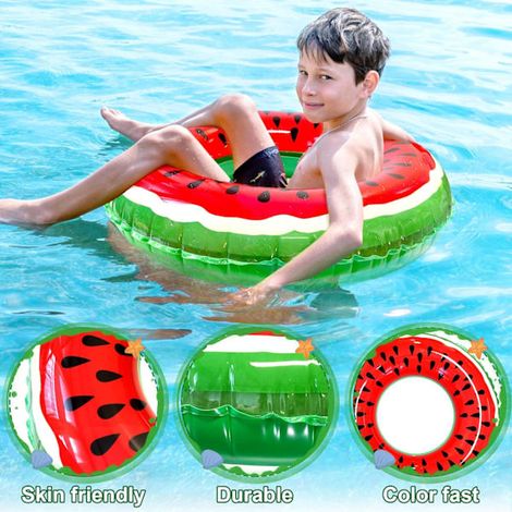 Bouée gonflable en forme de pastèque pour enfants, pour piscines un accessoire flottant conçu pour les jeux aquatiques récréatifs.-AquaForge (1/4)
