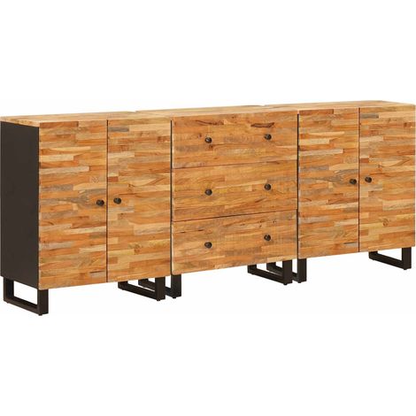 Sideboard 3 pcs Brown 60 x 33 x 75 cm Solid Mango Wood vidaXL
