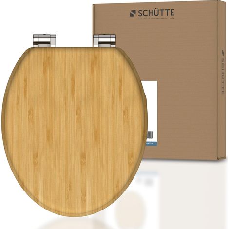 Abattant WC Bamboo en bambou massif, abattant de WC durable en bois de bambou, compatible avec toutes les toilettes courantes, très grande résistance au poids, testée jusqu'à 150 kg (1/5)