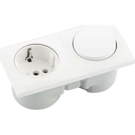 Berker Integro Flow Steckdose mit Schalter - Einbausteckdose mit integriertem Schalter, polarweiß