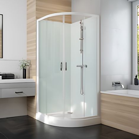 Leda – Cabine de douche 1/4 de rond 90 cm – Porte coulissante en verre transparent – Design moderne pour optimiser l'espace - Glass2