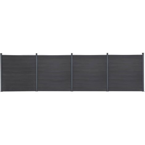 Zaunelement-Set Grau 699x186 cm WPC